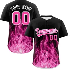 Black Pink White Flame Graffiti Baseball Jersey