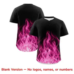 Black Pink White Flame Graffiti Baseball Jersey 7
