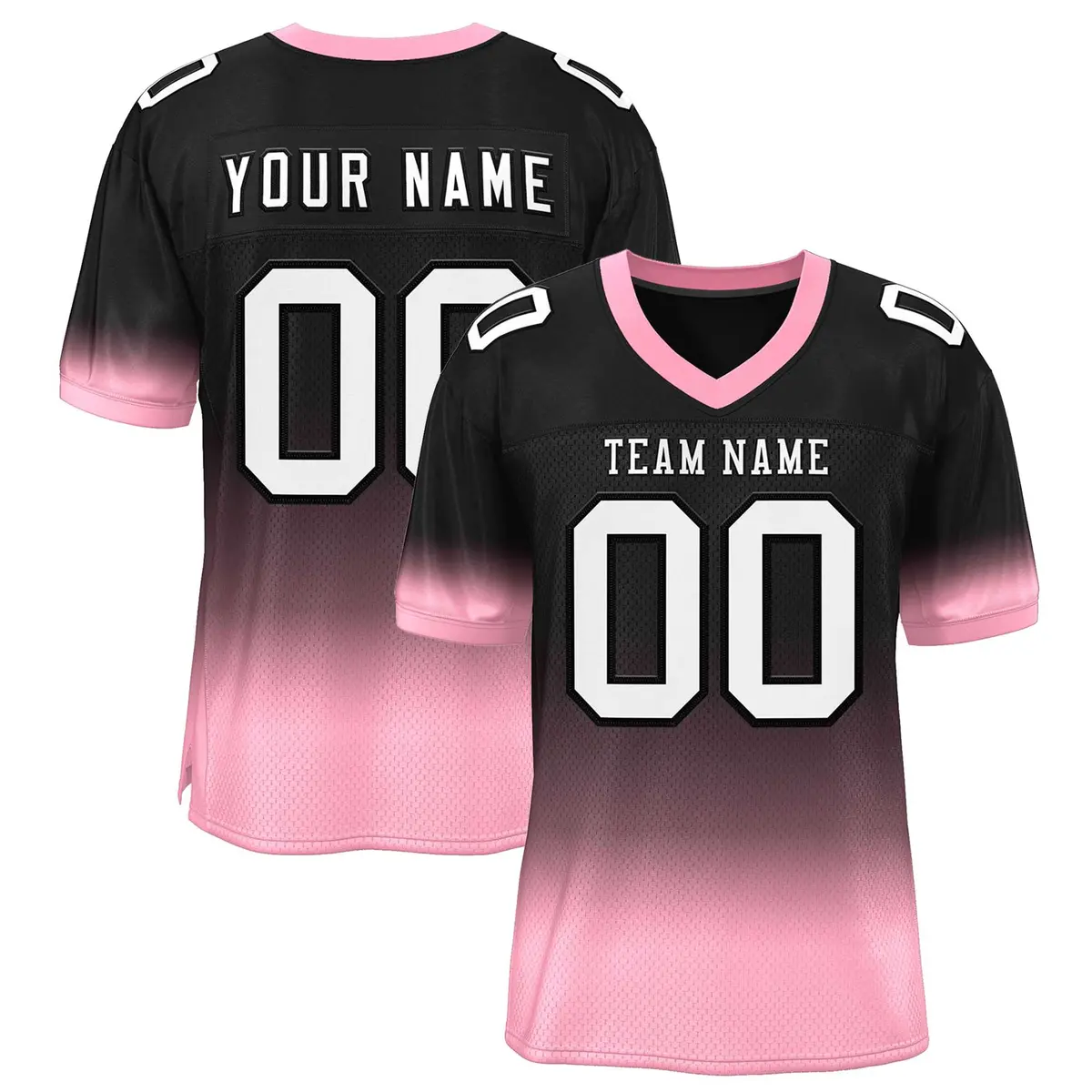 Black Pink-White Gradient Fashion Football Jersey