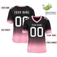 Black Pink-White Gradient Fashion Football Jersey 5