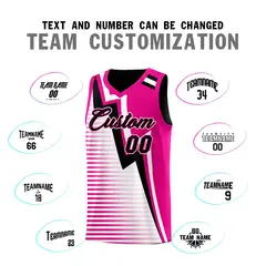 Black Pink White Gradient Lightning Stripe Reversible Basketball Jersey Sets 4
