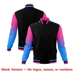 Black Pink White Gradient Raglan Varsity Letterman Jacket 7