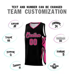 Black Pink White Graffiti Side Curve Basketball Jersey Sets 4
