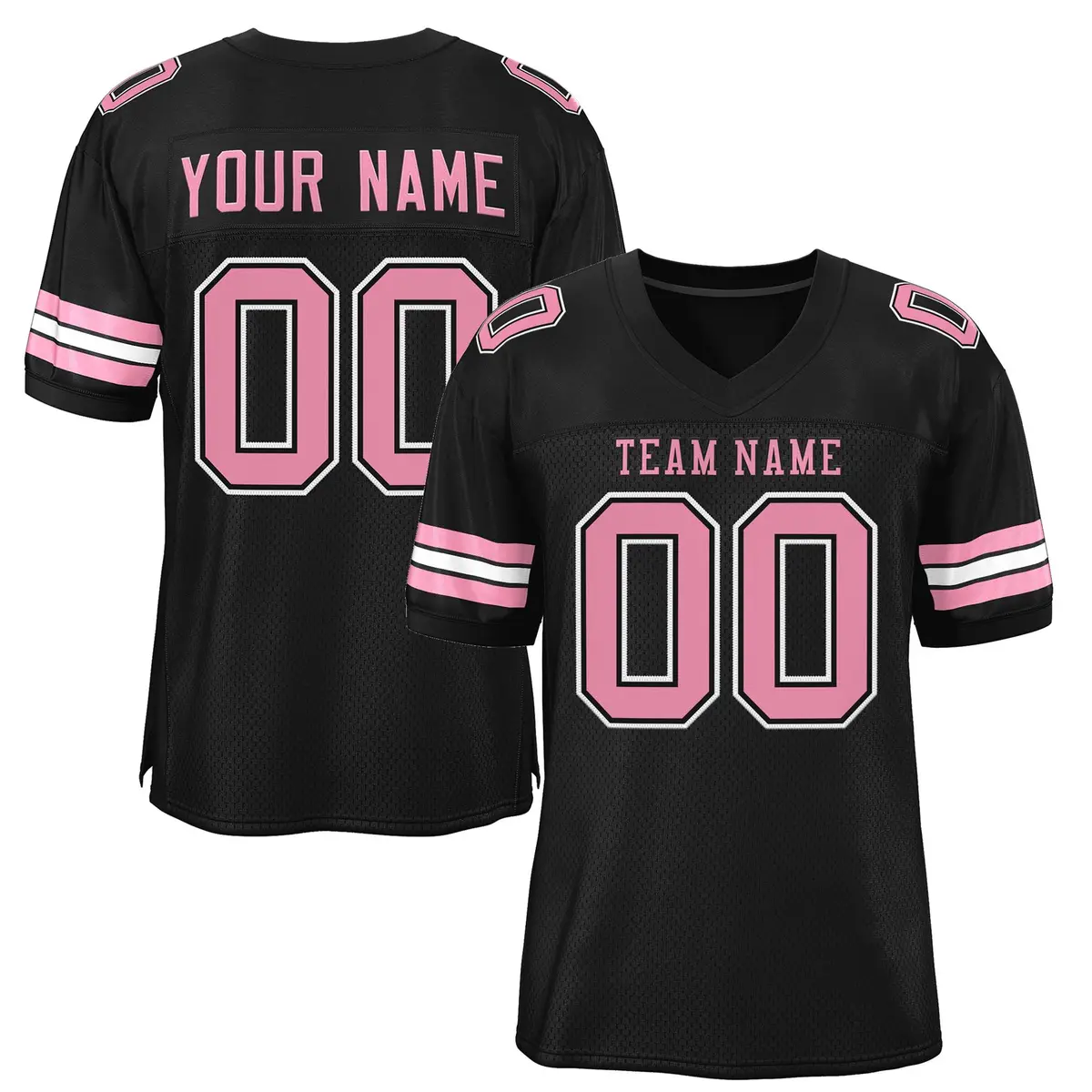 Black Pink-White Mesh Football Jersey