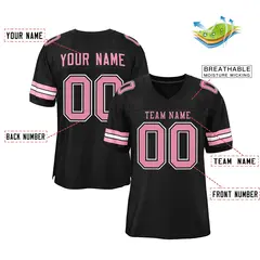 Black Pink-White Mesh Football Jersey 4