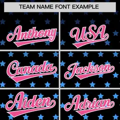 Black Pink-White Raglan Sleeve Star Print Baseball Jersey 3