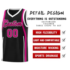 Black Pink-White Ribbon Pattern Basketball Kits 2