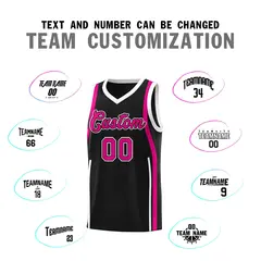 Black Pink-White Ribbon Pattern Basketball Kits 4
