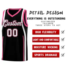Black Pink-White Ribbon Pattern Basketball Kits 2