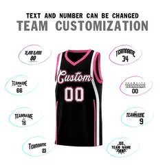 Black Pink-White Ribbon Pattern Basketball Kits 4