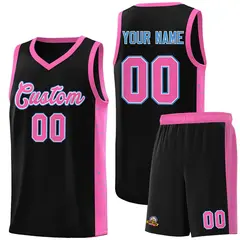 Black Pink-White Side Splash Sports Basketball Jersey