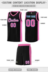 Black Pink-White Side Splash Sports Basketball Jersey 2