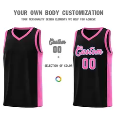 Black Pink-White Side Splash Sports Basketball Jersey 3