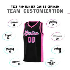 Black Pink-White Side Splash Sports Basketball Jersey 4