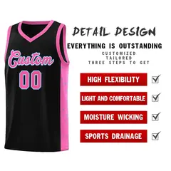 Black Pink-White Side Splash Sports Basketball Jersey 5