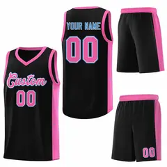 Black Pink-White Side Splash Sports Basketball Jersey 6