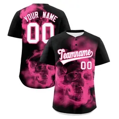 Black Pink White Skeleton Graffiti Baseball Jersey