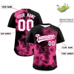 Black Pink White Skeleton Graffiti Baseball Jersey 2