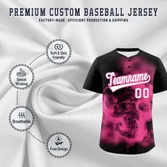 Black Pink White Skeleton Graffiti Baseball Jersey 4
