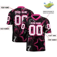 Black Pink White Star Graffiti Authentic Football Jersey 2