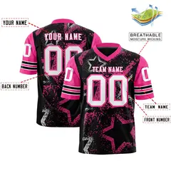 Black Pink White Star Pattern Authentic Football Jersey 2