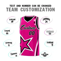 Black Pink White Star Series Reversible Basketball Jersey 4