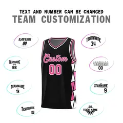 Black Pink-White Triangle Splicing Sports Basketball Jersey 3