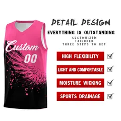 Black Pink Wing Pattern Basketball Jersey Sports Uniform 2
