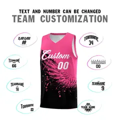 Black Pink Wing Pattern Basketball Jersey Sports Uniform 4