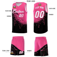 Black Pink Wing Pattern Basketball Jersey Sports Uniform 5