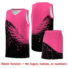 Black Pink Wing Pattern Basketball Jersey Sports Uniform 7