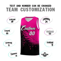 Black Pink Wing Pattern Basketball Jersey Sports Uniform 4