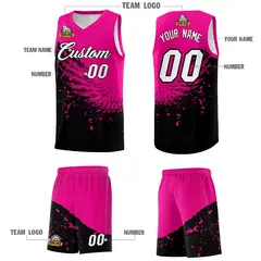 Black Pink Wing Pattern Basketball Jersey Sports Uniform 5