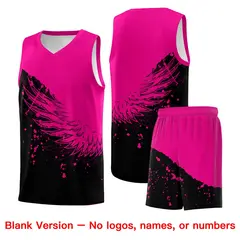 Black Pink Wing Pattern Basketball Jersey Sports Uniform 7