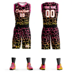 Black Pink-Yellow Spotted Graffiti Basketball Jersey