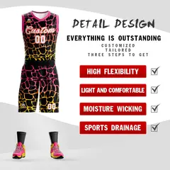 Black Pink-Yellow Spotted Graffiti Basketball Jersey 2