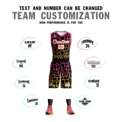 Black Pink-Yellow Spotted Graffiti Basketball Jersey 4