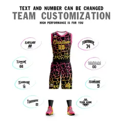 Black Pink-Yellow Spotted Graffiti Basketball Jersey 4
