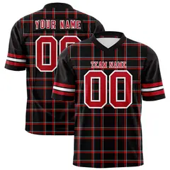 Black Plaid Pattern Authentic Football Jersey