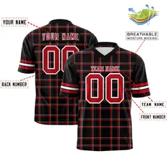 Black Plaid Pattern Authentic Football Jersey 2