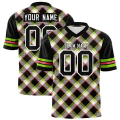 Black Plaid Pattern Authentic Football Jersey