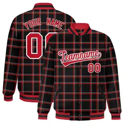 Black Plaid Varsity Letterman Baseball Jacket 1