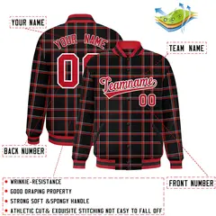 Black Plaid Varsity Letterman Baseball Jacket 2