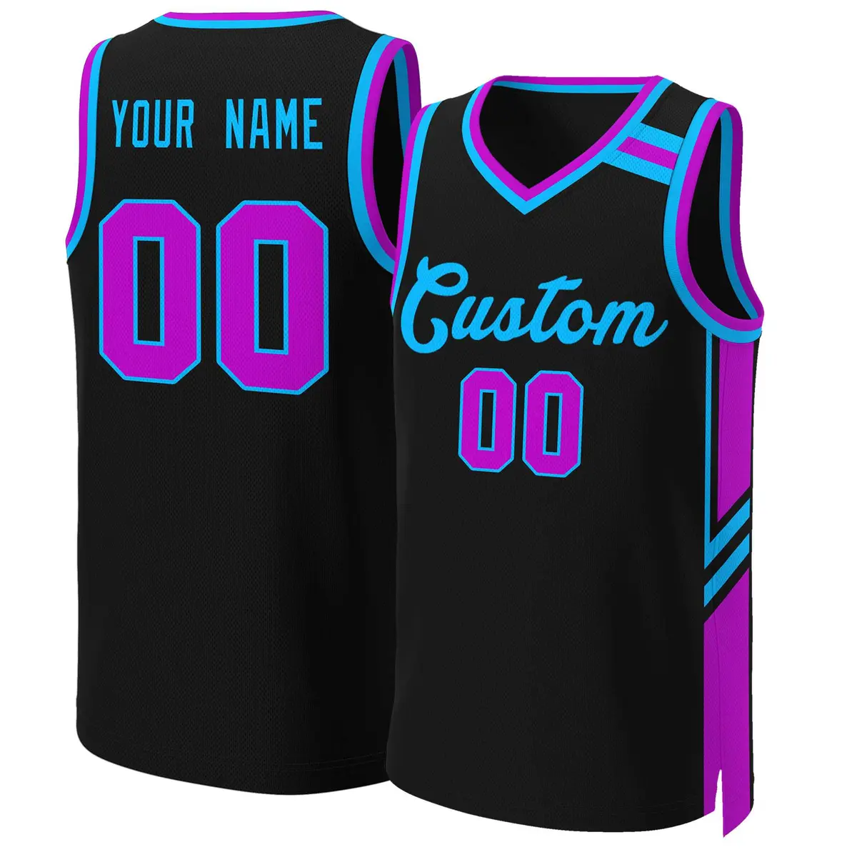 Black Powder Blue Classic Mesh Basketball Jersey