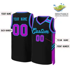 Black Powder Blue Classic Mesh Basketball Jersey 4