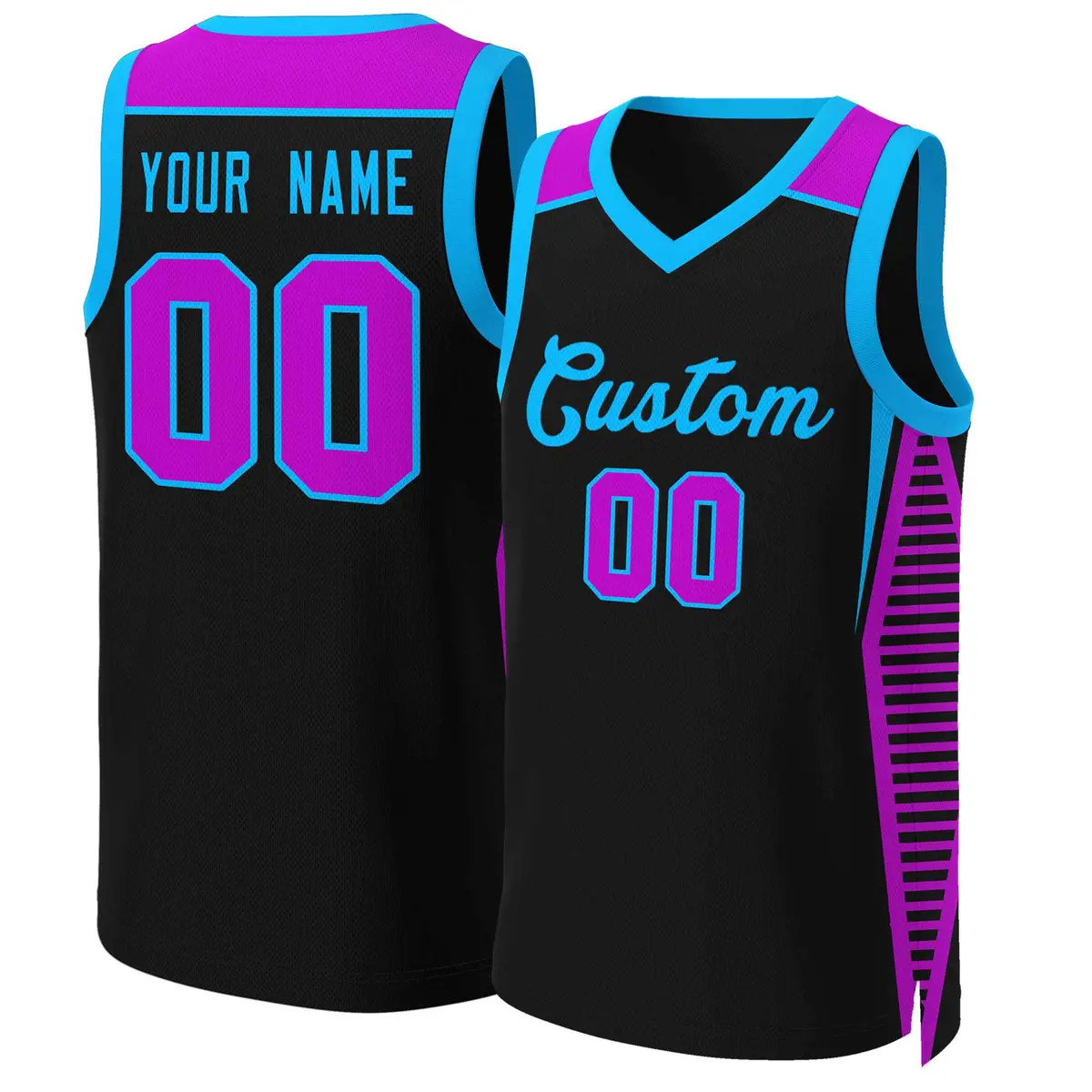 Black Powder Blue Classic Mesh Basketball Jersey
