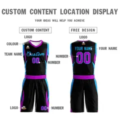 Black Powder Blue Classic Sets Mesh Basketball Jersey 3