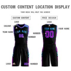 Black Powder Blue Classic Sets Mesh Basketball Jersey 3