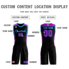 Black Powder Blue Classic Sets Mesh Basketball Jersey 3