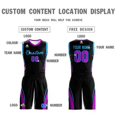 Black Powder Blue Classic Sets Mesh Basketball Jersey 3